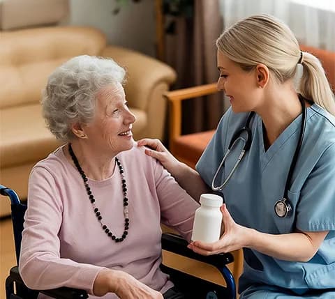 Healthcare professional caring for elderly patient